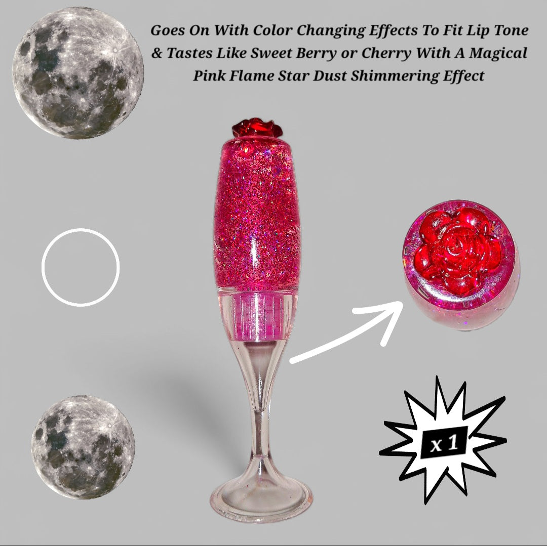 Pink Flame Warrior Spirit - Galaxtic Star Dust Color Changing - Clear Ritual Activated & Blessed - Instant Manifestation & Cleansing Energy Lip Gloss