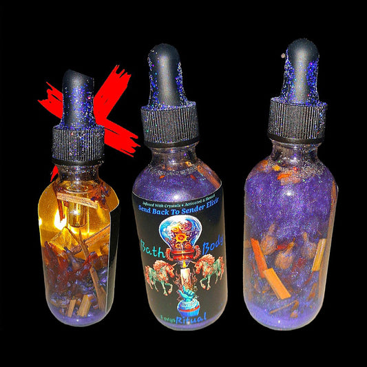Send Back To Sender All UnWelcomed & Close All Loop Holes - Crystal Infused - Galaxy Ritual Bath Oil - Activated / Blessed - All Natural