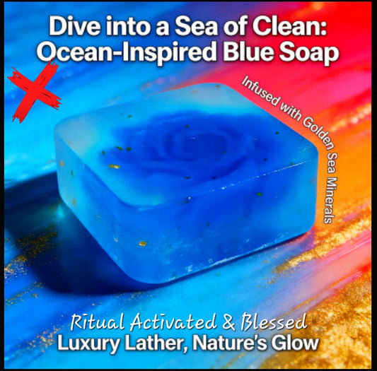 Golden Aftermath Of Warfare - Removal Of Damages - Taking Back Healed & Replenished Energy - Lucky Shift & Protection - Ritual Activated & Blessed Blue Rose Soap