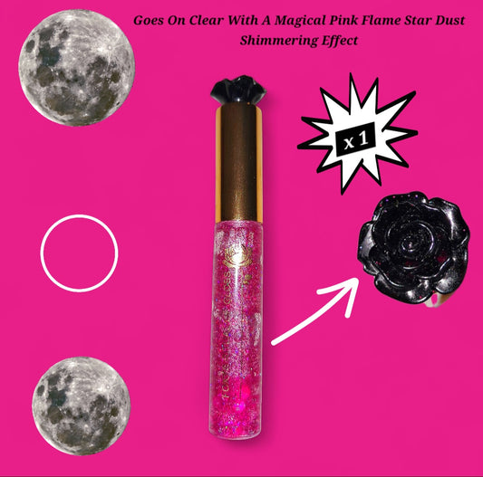 Pink Flame - Galaxtic Star Dust - Clear Ritual Activated & Blessed - Instant Manifestation & Cleansing Energy Lip Gloss
