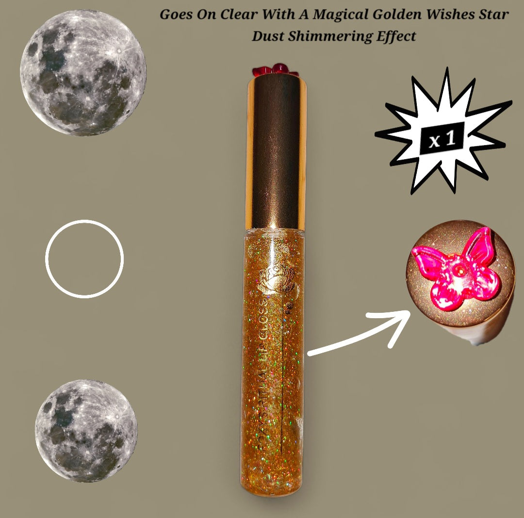 Golden Wishes - Gold Galaxtic Star Dust - Clear Ritual Activated & Blessed - Instant Manifestation & Cleansing Energy Lip Gloss