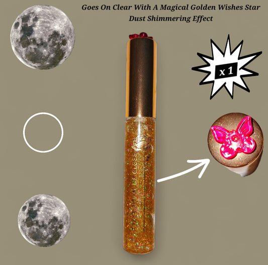 Golden Wishes - Gold Galaxtic Star Dust - Clear Ritual Activated & Blessed - Instant Manifestation & Cleansing Energy Lip Gloss