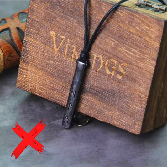 Masculine Runes Energy Cloaking & Protection Shield - Love & Life - Ritual Activated & Blessed Metal Carved Adjustable Necklace w/Wooden Gift Box