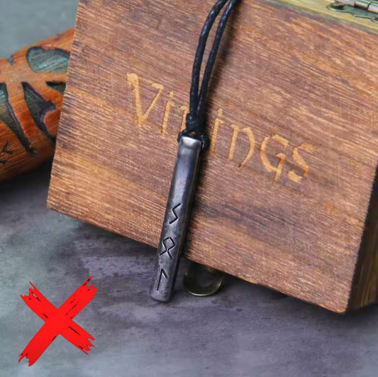 Masculine Runes Energy Cloaking & Protection Shield - Love & Life - Ritual Activated & Blessed Metal Carved Adjustable Necklace w/Wooden Gift Box