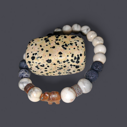 Tribal Elephant Lava Stone Ritual Bracelet
