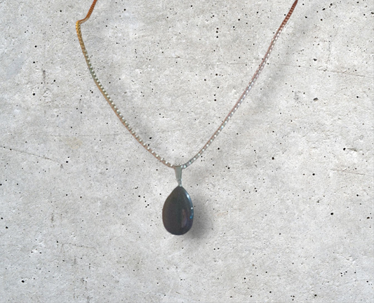 Black Obsidian Sterling Sliver Ritual Snake Chain & Pendulum Attachment Added