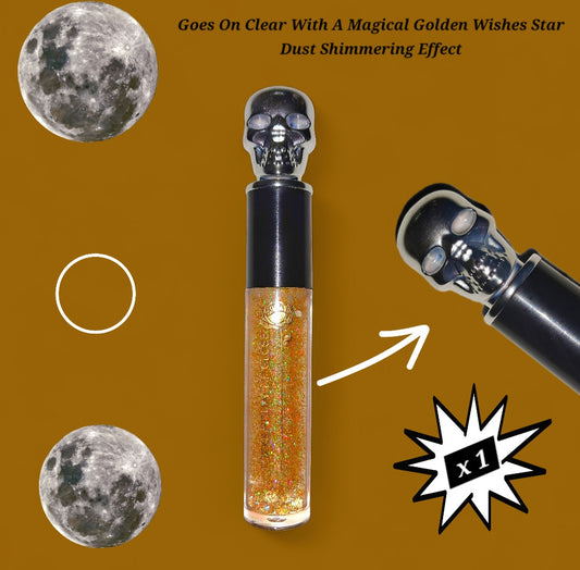 Golden Wishes - Gold Galaxtic Star Dust - Clear Ritual Activated & Blessed - Instant Manifestation & Cleansing Energy Lip Gloss