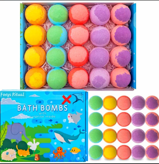 Ritual Bath Bombs With Toy In Each For Kids - Cleansing & Protection / Healing - Bubble Bath / Bombs From Spiritual Warfare - W/ Gifted Crystal