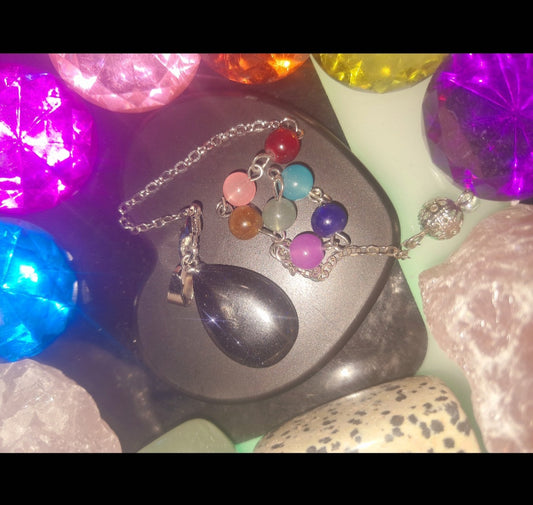 Blue Sandstone Quartz Pendulum & Necklace