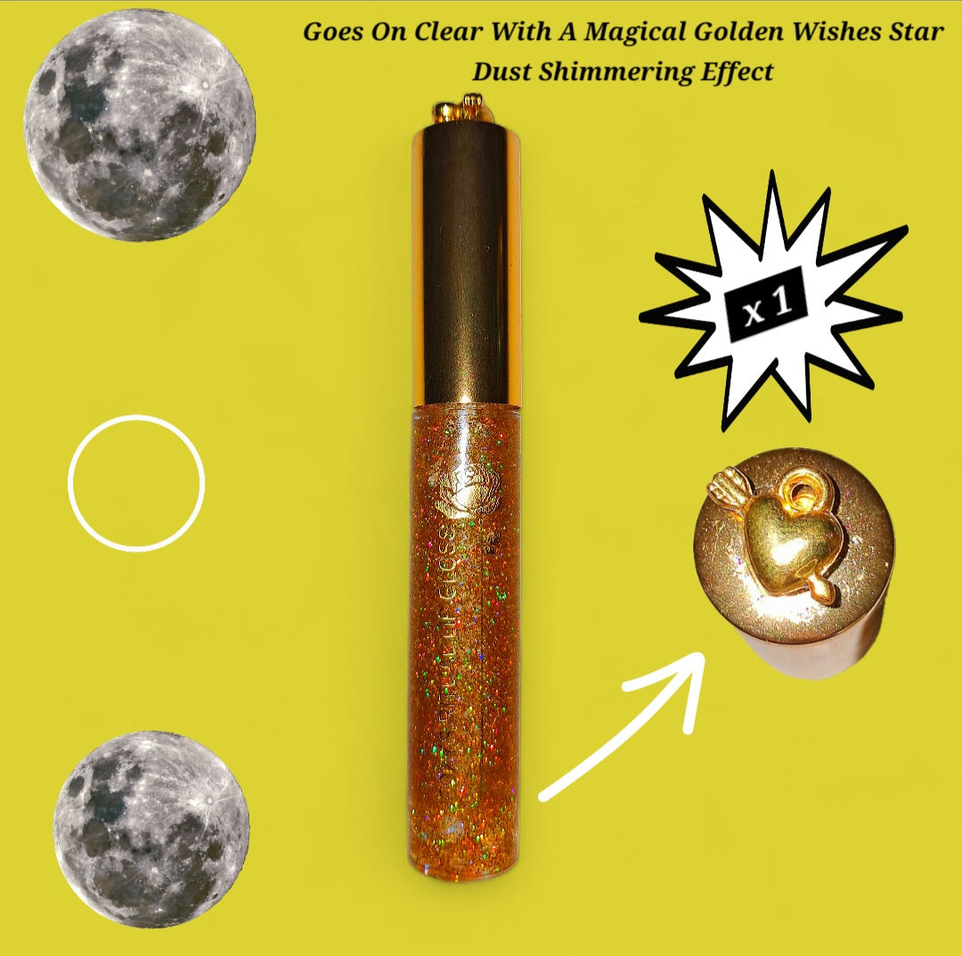 Golden Wishes - Gold Galaxtic Star Dust - Clear Ritual Activated & Blessed - Instant Manifestation & Cleansing Energy Lip Gloss