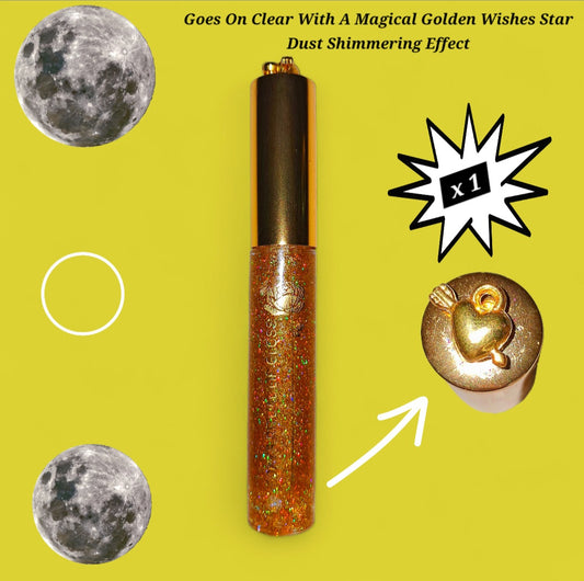 Golden Wishes - Gold Galaxtic Star Dust - Clear Ritual Activated & Blessed - Instant Manifestation & Cleansing Energy Lip Gloss