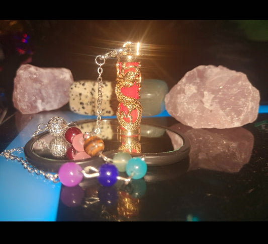 Red/Pink Glow In The Dark Pendulum & Necklace