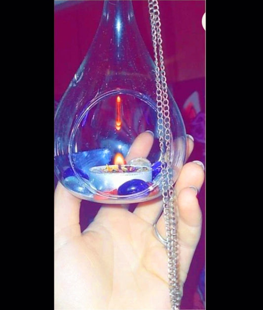 Ritual Hanging Glass Holders With A Ritual Candle