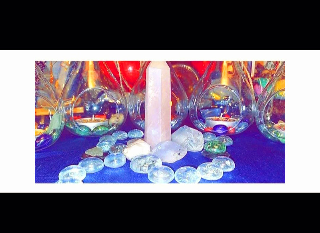 Ritual Hanging Glass Holders With A Ritual Candle