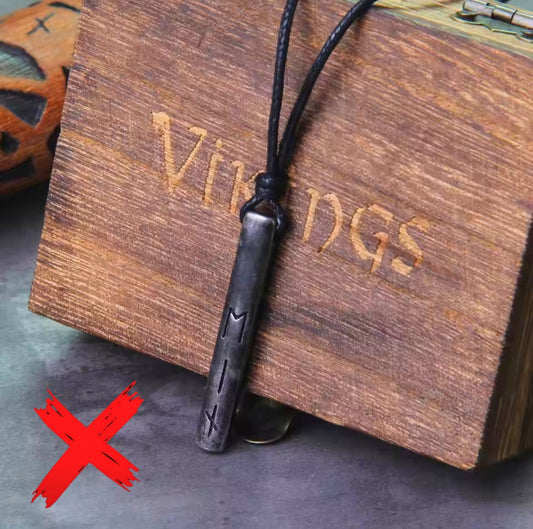 Masculine Runes Energy Cloaking & Protection Shield - Love & Life - Ritual Activated & Blessed Metal Carved Adjustable Necklace w/Wooden Gift Box