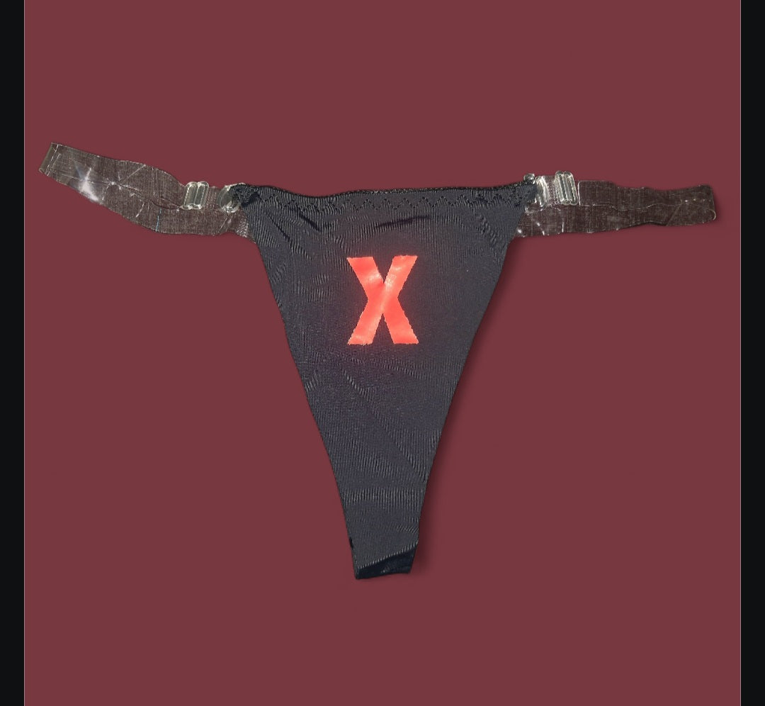 X Marks The Spot - Black & Red Ritual Activated See Through Thong