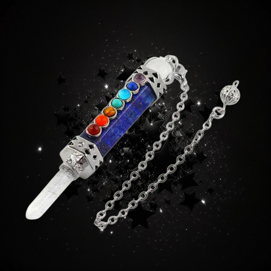 Crystal Powered Truth Giver - Lapis Lazuli Crystal Clear Quartz Chakra Pendulum - Ritual Protected & Activated