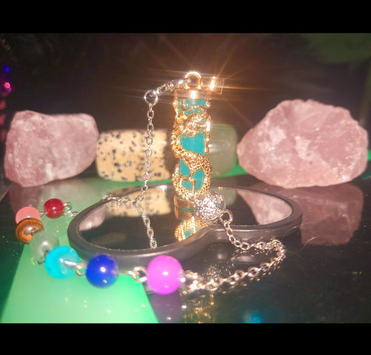 Blue Glow In The Dark Pendulum & Necklace