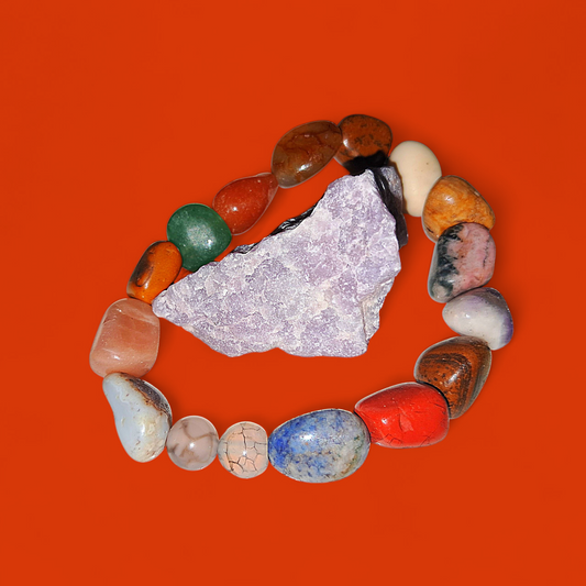 Chakras Of Peace, Power & Strength Ritual Snake Stones & Multi Crystal Bracelet