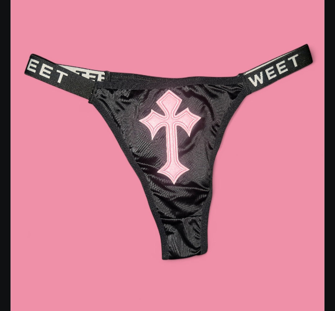 The Sweet Magical Flower - Black / Light Pink Ritual Activated Thong