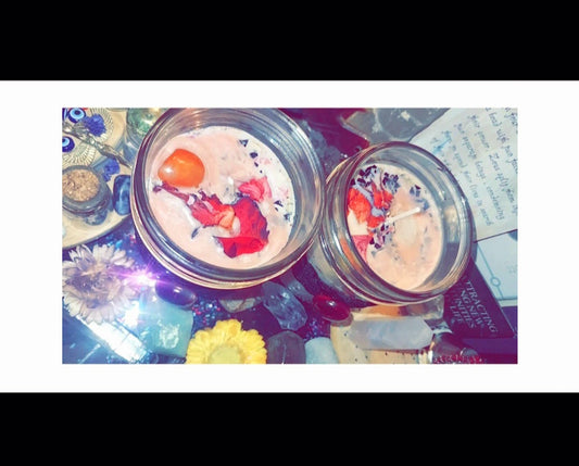 Love Intensification & Protection Ritual Candle With Crystals