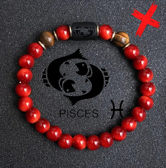 Unstoppable Pisces Red Agate & Tigers Eye - Protection Over Lucky Energy & Balance - Transmuting Ritual Bracelet Activated & Blessed