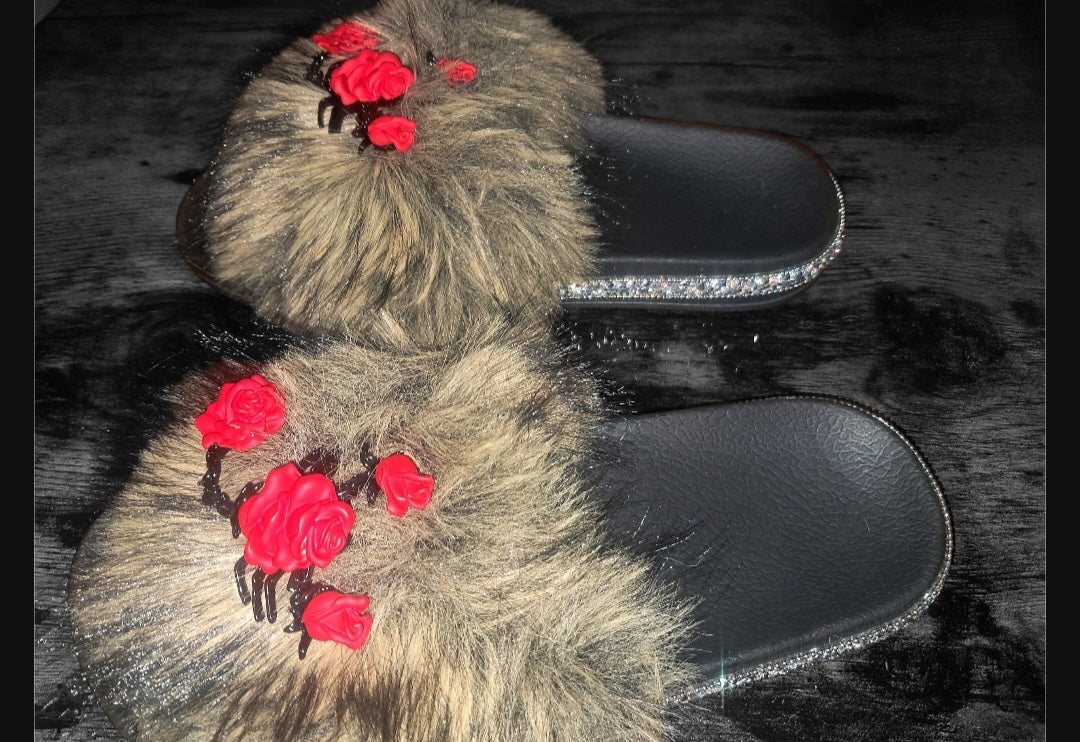 Every Step Counts - Golden Wolf Tan / Black Ritual Manifesting & Protection Activated & Blessed Slides