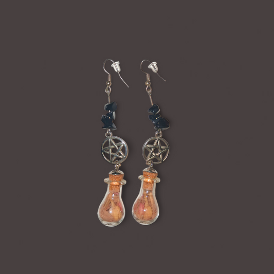Warfare Protection Black Obsidian Ritual Earrings
