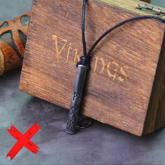 Masculine Runes Energy Cloaking & Protection Shield - Love & Life - Ritual Activated & Blessed Metal Carved Adjustable Necklace w/Wooden Gift Box