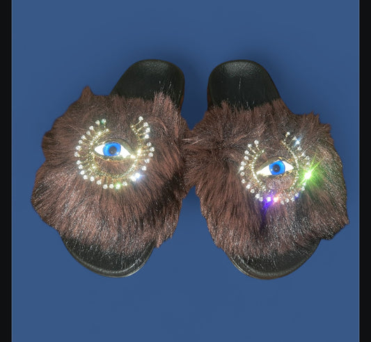 Every Step Counts - Mocha Bear Brown/Black Ritual Manifesting & Protection Activated & Blessed Slides