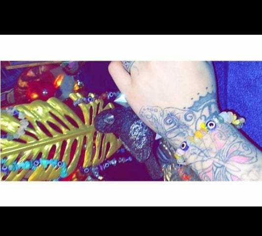 Yellow Agate & Clear Quartz Crystals & Evil Eye Ritual Bracelet