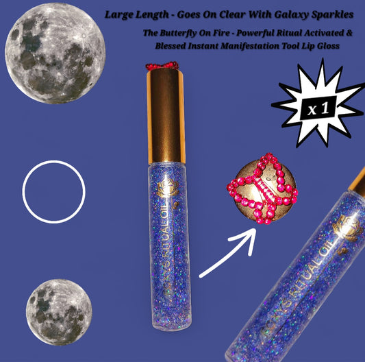 Moon Magic - Blue Galaxtic Star Dust - Clear Ritual Activated & Blessed - Instant Manifestation & Cleansing Energy Butterfly Lip Gloss