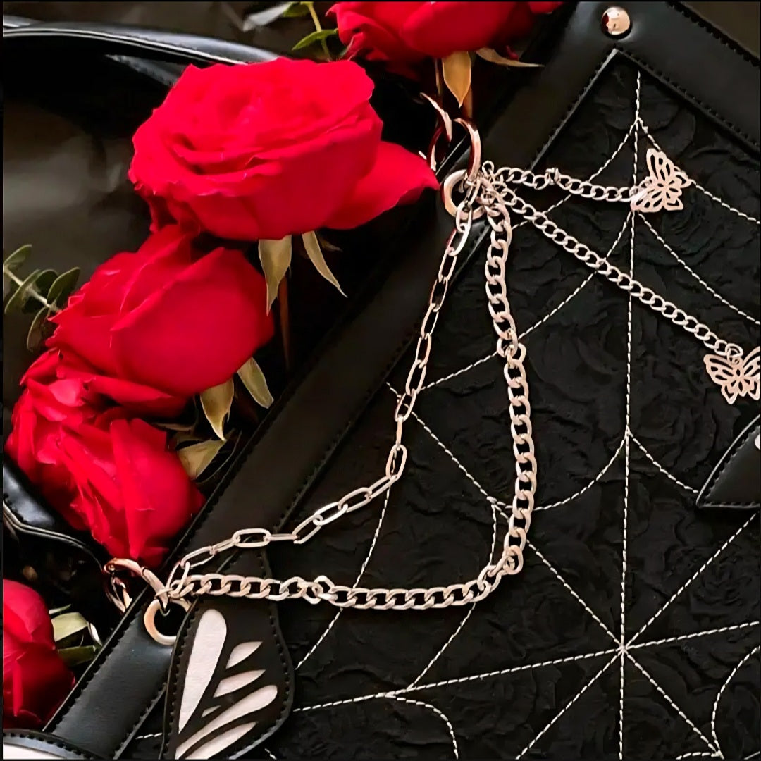 Transformation Goddess - Protection / Manifesting - Black / Sliver Ritual Activated & Blessed Butterly & Spider Web Purse