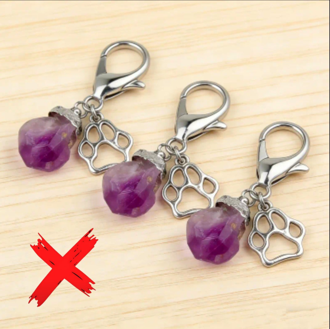 Amethyst Charmed - Energy Transmuter / Healing Protection From All Absorbing - Ritual Activated & Blessed Crystal Attachment For Familiar / Animal Collars