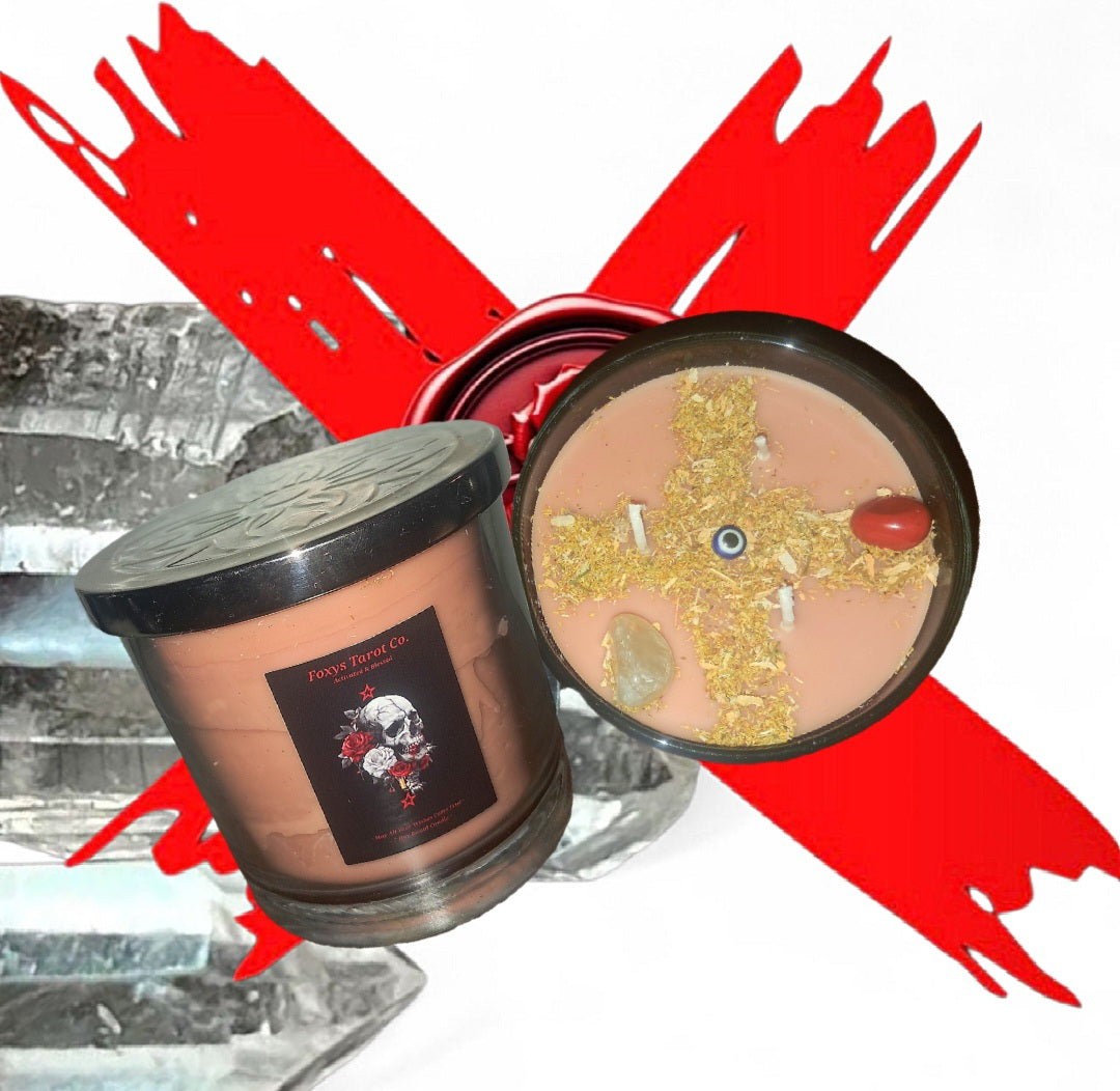 Cross Roads Of Protection / Success / Love & Growth - Peach Color & Sandle Wood Vanilla Ritual Activated & Blessed Candle