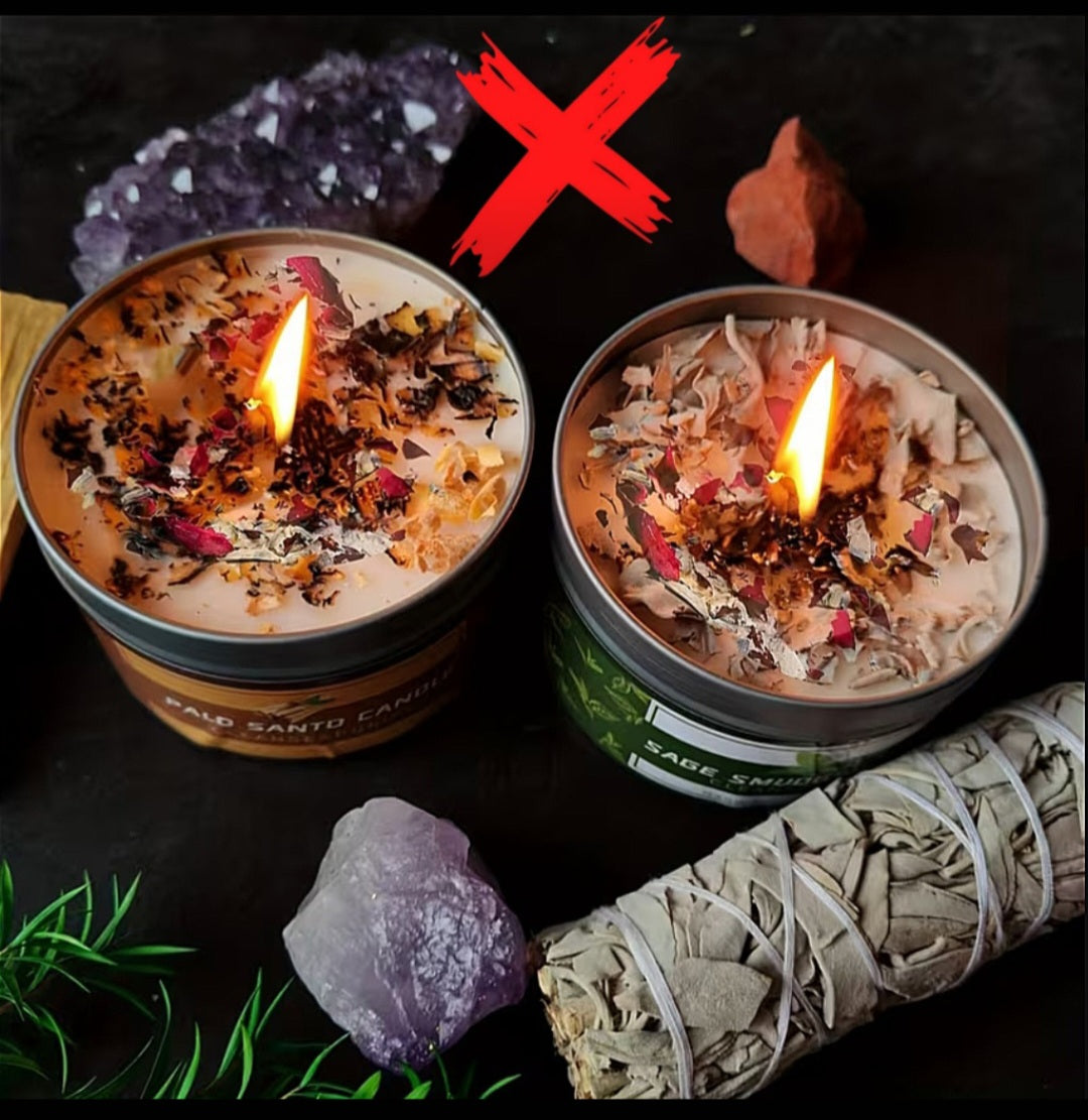 Intensified Removal Of Disharmony & Negativity - Sage & Palo Santo - X2 Ritual Candles Activated & Blessed