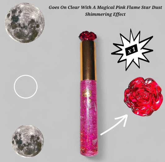 Pink Flame - Galaxtic Star Dust Color Changing - Clear Ritual Activated & Blessed - Instant Manifestation & Cleansing Energy Lip Gloss