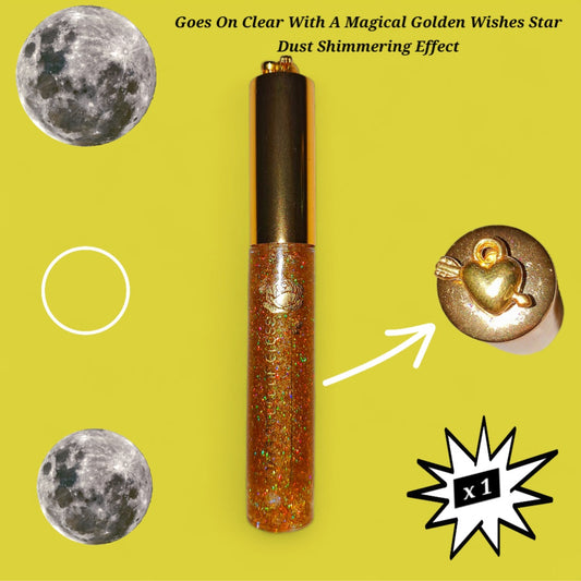 Golden Wishes - Gold Galaxtic Star Dust - Clear Ritual Activated & Blessed - Instant Manifestation & Cleansing Energy Lip Gloss