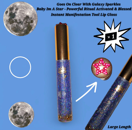 Moon Magic - Blue Galaxtic Star Dust - Clear Ritual Activated & Blessed - Instant Manifestation & Cleansing Energy Star Lip Gloss