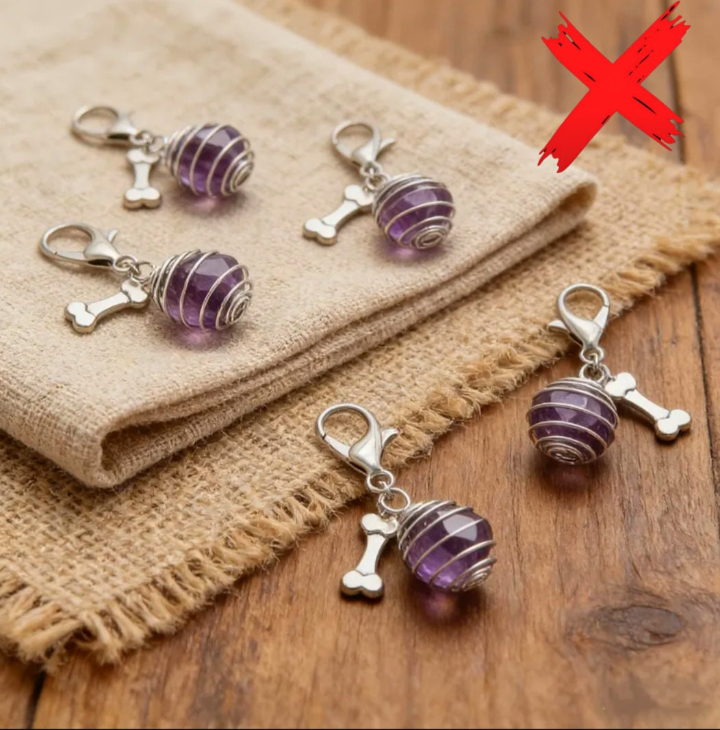 Amethyst Charmed - Energy Transmuter / Healing Protection From All Absorbing - Ritual Activated & Blessed Crystal Attachment For Familiar / Animal Collars