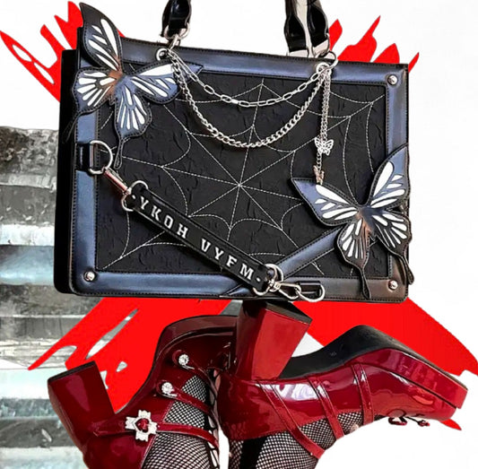 Transformation Goddess - Protection / Manifesting - Black / Sliver Ritual Activated & Blessed Butterly & Spider Web Purse