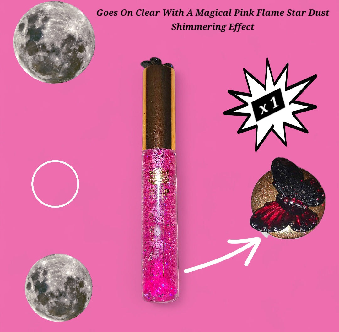 Pink Flame - Galaxtic Star Dust Color Changing - Clear Ritual Activated & Blessed - Instant Manifestation & Cleansing Energy Lip Gloss