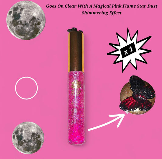 Pink Flame - Galaxtic Star Dust Color Changing - Clear Ritual Activated & Blessed - Instant Manifestation & Cleansing Energy Lip Gloss