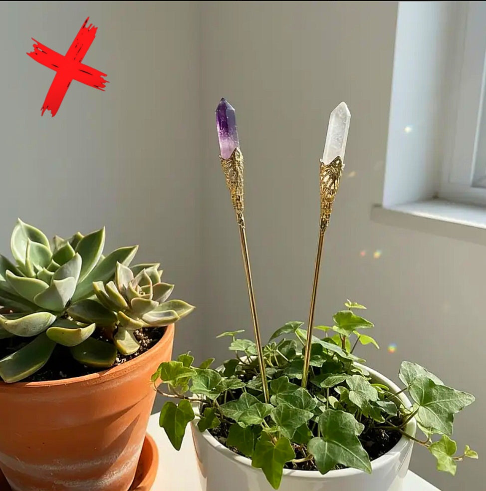 Warding Off Negativity - Plant Energizing & Transmuting Ritual Crystal Sticks - Activated & Blessed For Home / Office & All People & Pets - Set Of 2 Per Order