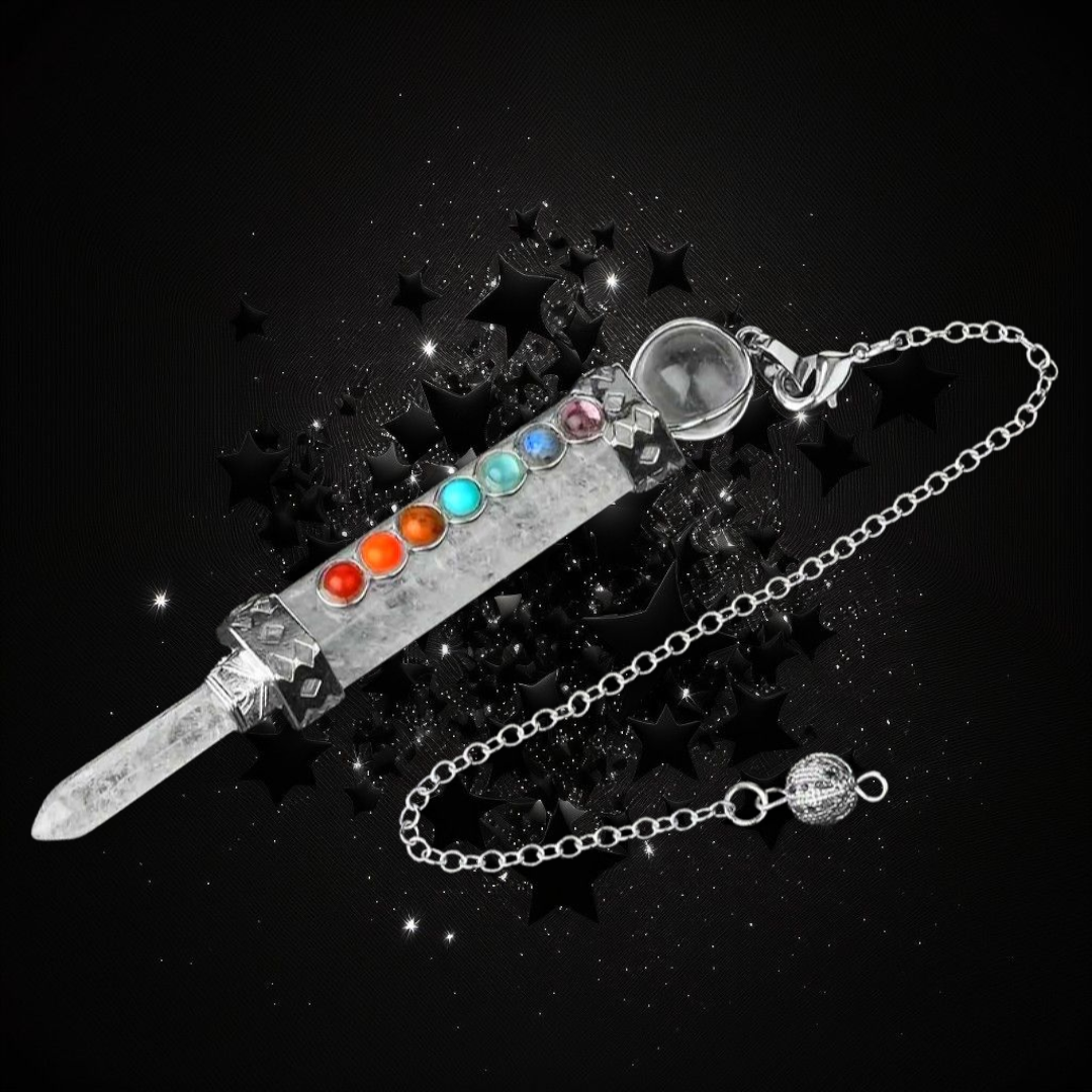 Crystal Powered Truth Giver - Crystal Clear Quartz Chakra Pendulum - Ritual Protected & Activated