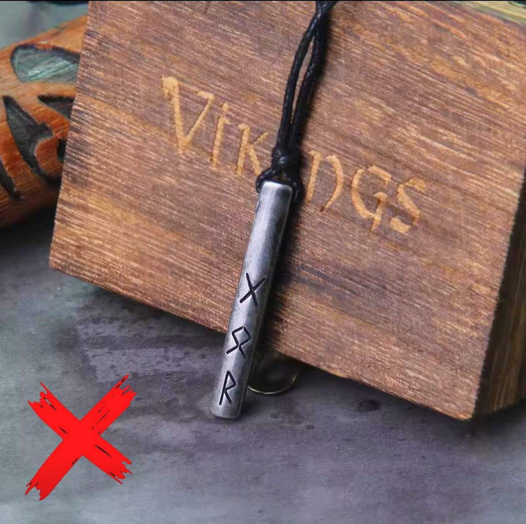 Masculine Runes Energy Cloaking & Protection Shield - Love & Life - Ritual Activated & Blessed Metal Carved Adjustable Necklace w/Wooden Gift Box