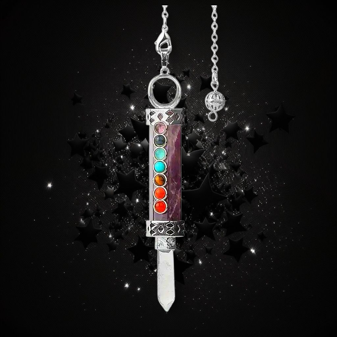 Crystal Powered Truth Giver - Amethyst Clear Quartz Chakra Pendulum - Ritual Protected & Activated