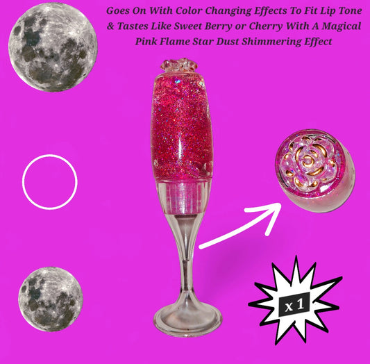 Pink Flame Warrior Spirit - Galaxtic Star Dust Color Changing - Clear Ritual Activated & Blessed - Instant Manifestation & Cleansing Energy Lip Gloss
