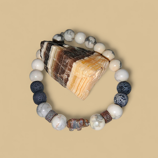 Tribal Elephant Lava Stone Ritual Bracelet