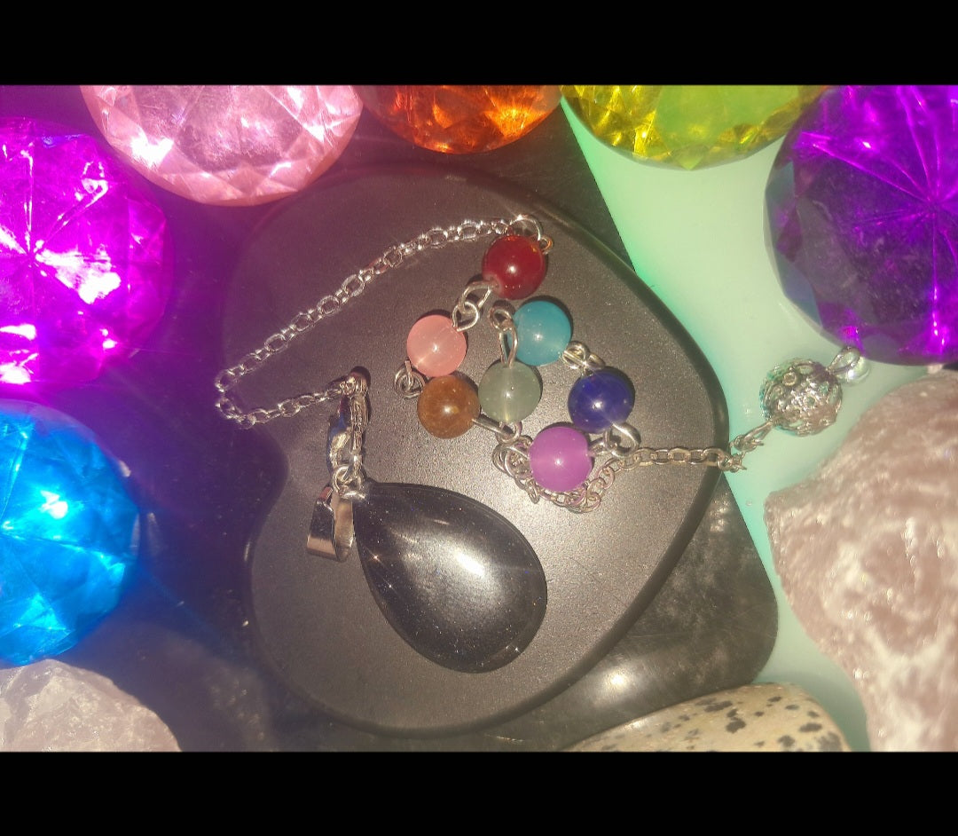 Blue Sandstone Quartz Pendulum & Necklace